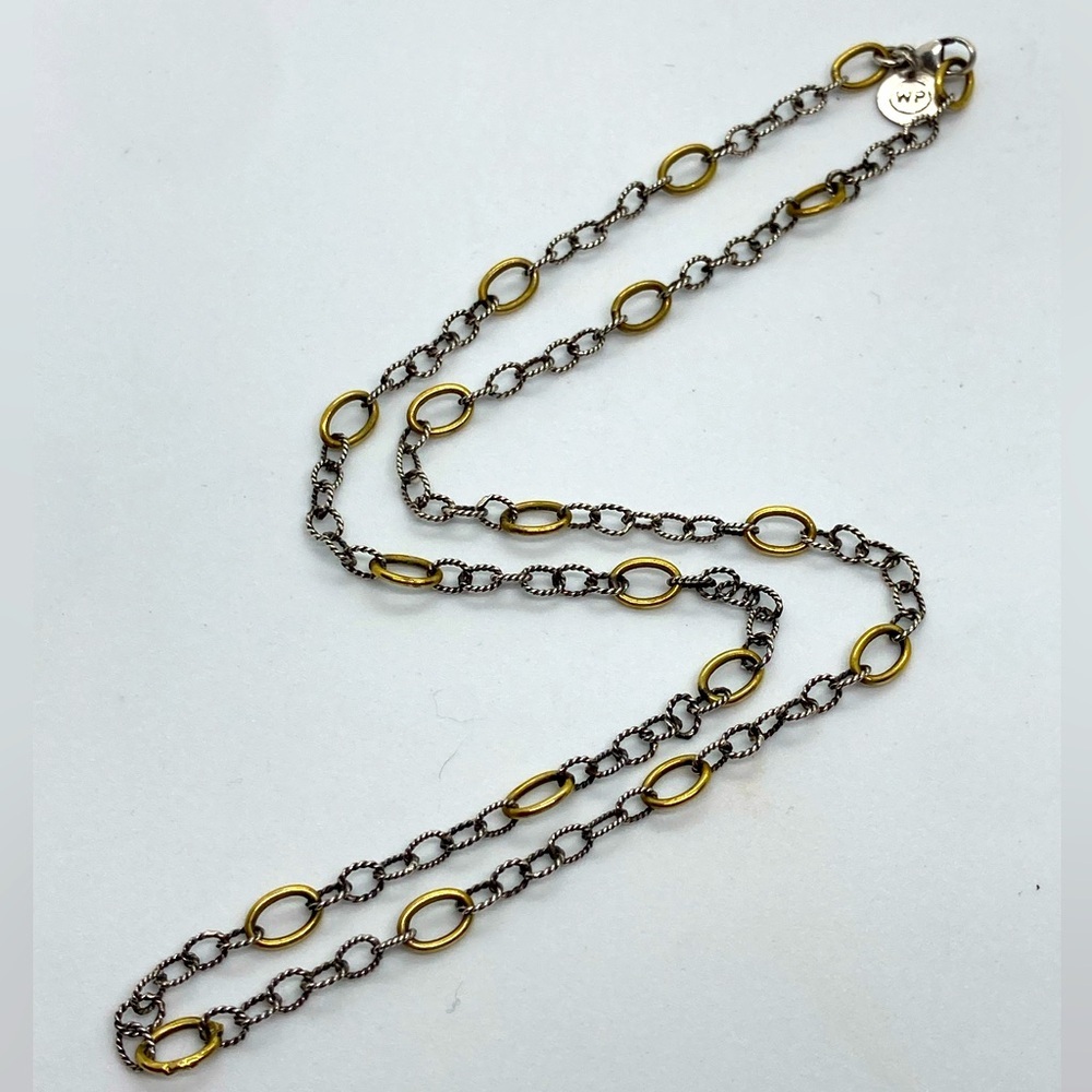Waxing Poetic 925 Sterling Silver & Brass Twisted Link Chain Necklace 18”